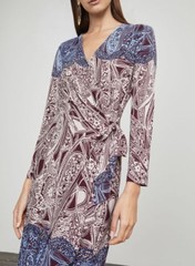 NEW BCBGMAXAZRIA PORT COMBO ADELE PAISLEY WRAP DRESS DYY63A49/B818W SIZE XS