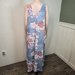 Jade Johnny Was Womens Maxi Silk V-Neck Sleeveless Tie Floral Dress Size M