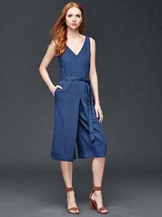 NWT Gap Tencel linen culotte jumpsuit, Comet Blue SIZE 10P 10 P #201762 v