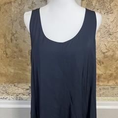 Vince Maxi Dress Womens S Navy Sleeveless Scoop Neck Viscose Stretch Minimalist
