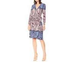 NEW BCBGMAXAZRIA PORT COMBO ADELE PAISLEY WRAP DRESS DYY63A49/B818W SIZE XS