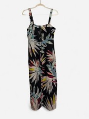 Mara Hoffman Sheath Dress, Floral Linen, Black Multicolor, Size 2