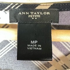 Ann Taylor black and brown plaid 3/4 sleeve dress size medium petite MP B108