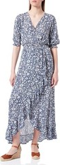 Women&rsquo;secret V Neck Half Sleeve Frill Hem Navy Blue Floral Maxi Dress Size S