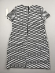 Calvin Klein Dress Womens 14 White Diamond Knit Short Sleeve Sheath Workwear