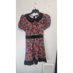 Hello Kitty Dress Womens L Black Strawberry NWT