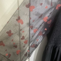 Valentine Dress 4XL Smocked Bodice Sheer Sleeves With Red Glitter Hearts