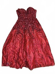 Royal Queen Collection | Strapless Red Sequin Evening Gown | 10