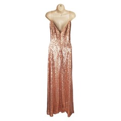Watters Anzen 5300 Sequin Maxi Evening Dress Gown Rose Gold Wedding Size 10