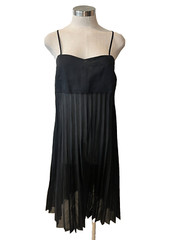 ZAMBESI « STARLET VEILED » Black Sheer Organza Pleated Slip Dress 12Aust-UK/8US