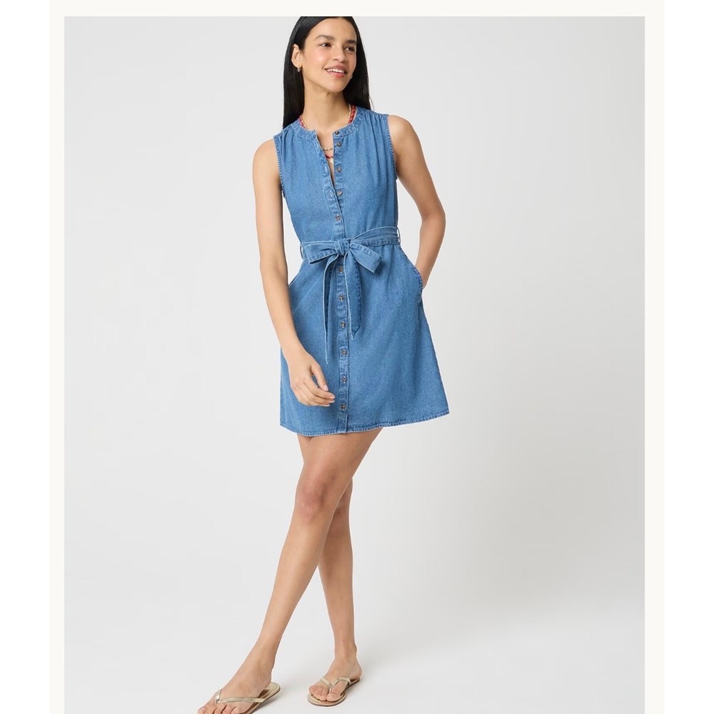 J Crew Chambray mini shirt-dress Medium Blue Wash Size 10 new