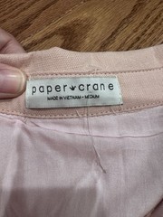 Paper Crane Pink Tiered Ruffle Button-Down Midi Dress Medium Boho Feminine