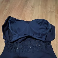 B. Darlin Blue Fit & Flare Short Dress Juniors 5 Cap Sleeve Lace Accent