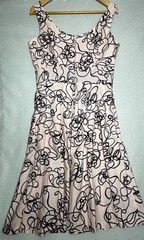 Karin Stevens Cotton Fit & Flare Dress Size 12 Pink Black Abstract Midi