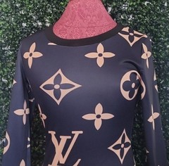 TAN/NAVY BLUE/BLACK DESIGNER DIAMOND FLOWER MINI DRESS/LONG TOP SIZE: S!