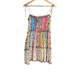 All Things Mochi Rainbow Polka Dot Tiered Mini Dress – Size M