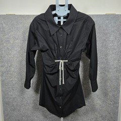 Alexander Wang Womens Black Crystal Bow Cinched Button Down Shirt Dress XS/S