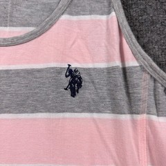 U.S. Polo Assn. Tank Dress Women Large Pink Grey Striped Pockets Sleeveless