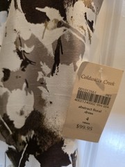 NWT Coldwater Creek White & Brown Floral Patterned Sheath Dress SIZE 4