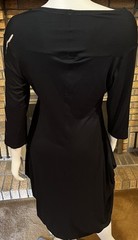 Heyne Bogut Black & Tan Hand Painted Print Stretch Midi Dress