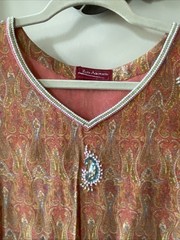 Vintage Sheer Silk Tunic Kaftan Size S Artsy Boho Pearl Beaded Paisley Print New