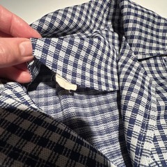Authentic 60s House Dress Polyester Drop Waist With Pleats Blue/White Checked !