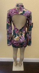 AKIRA Size Small Floral Baby Embroidered Sequins Long Sleeve Mini Dress