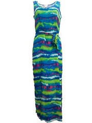 Womens Green Blue Purple Scribble Striped Opaque Tank Top Maxi Dress