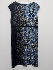 Chicos Blue/Black Paisley Sleeveless Stretch Dress Size 0.5 (see Chart)
