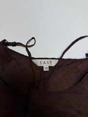 EAST Women Brown 100% Silk Spaghetti Strap Maxi Slip Dress Y2K Size UK 10 /US 6