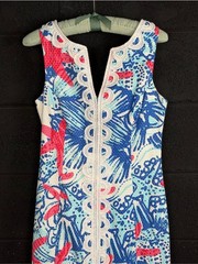 Lilly Pulitzer Blue, White & Pink Printed Sleeveless Sheath Dress