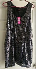 NEW 2b Bebe WOMENS BLACK GUNMETAL PEWTER SEQUIN TANK STYLE DRESS SIZE XL Read