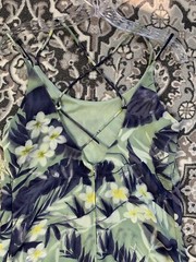 VTG 1990s Y2K Tropical Floral Strappy Cutout Back Dress Size 10 Grunge Boho