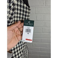 LAUREN Ralph Lauren Womens Black White Herringbone Sleeveless Dress 16 Preppy