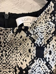 LOFT Sleeveless Snakeskin Print Linen Blend Dress with Red Ribbon Trim