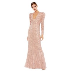 Mac Duggal 93574 Beaded Puff Sleeve Trumpet Gown Size 10 $598