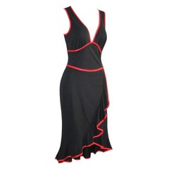 Sz XL Vintage Y2K Rampage Black Ruffle Hi-Low Midi Dress Gothic Punk Vamp