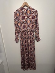 Chufy Multicolor Geometric Print Silk Woven Long Sleeve Maxi Dress Size L