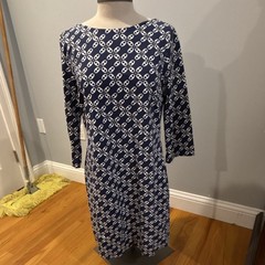 NWT Britt by Britt Ryan XL Navy/White Nautical Chain Print Tunic Dress