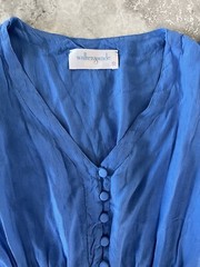 Walker Wade Smocked Short Flutter Sleeve Hi Low Midi Dress Resort Blue New S