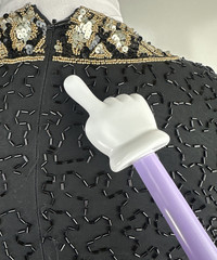 *Flawed A.J. Bari Black Silk Beaded Cocktail Dress Short Sleeve Sequins Size 10