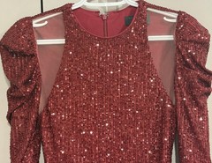 Michael Costello X Revolve Dark Red Sequin Mini Dress XS