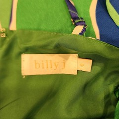 Billy J Blue and Green silky formal gown spaghetti strap size 8