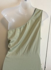 NWT Green Sz XL One Shoulder Cutout Maxi Dress Side hole Slit Ruched Waist BTFBM
