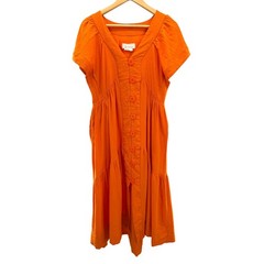 Anthropologie Reneé Flutter-Sleeve Linen Button-Front Midi Dress L Coastal Boho