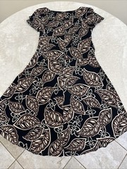 Perception Womens STRETCH Black Brown Beige Floral Fit & Flare Dress 10 Petite