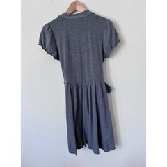 Speechless Womens Gray Pleated Ruffle V Neck Empire Waist Tie Knit Dress Medium