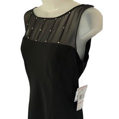 EVAN PICONE Dress 10 Black Sleeveless Rhinestones Draped Back Pullover NWT $99