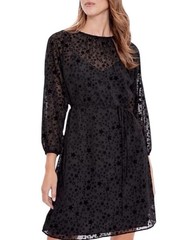 Loft NWT Velvet Star Burnout Long Sleeve Dress Sz Small Witchy Goth Celestial