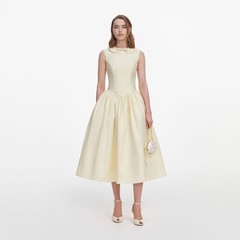 Self Portrait YELLOW TAFFETA COLLARED MIDI DRESS $ 695 Size US 14 UK 18